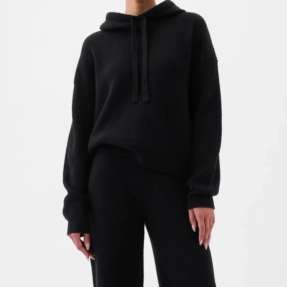 GAP CashSoft Shaker-Stitch Black Sweater Hoodie NWT SZ M